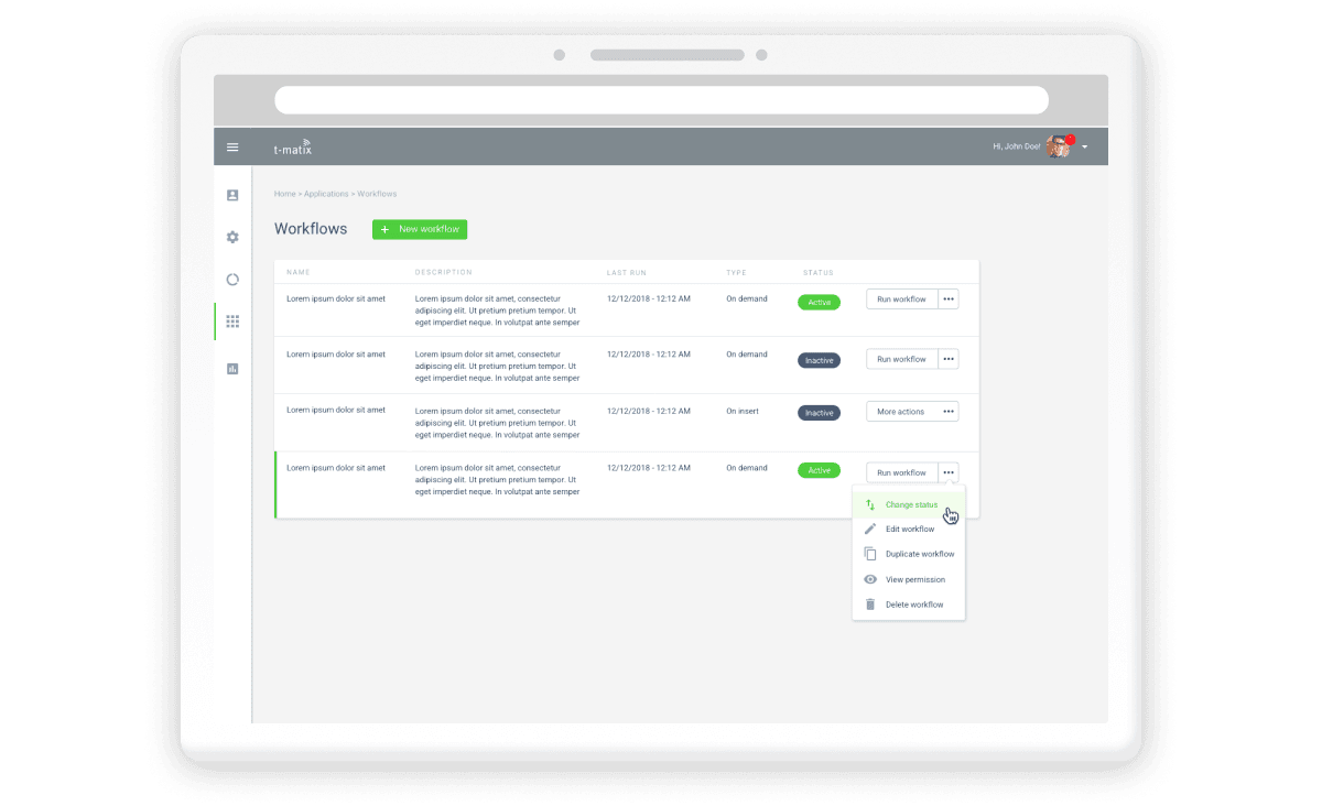 T-matix dashboard